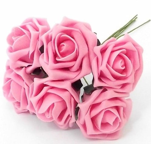 [A-013023] Foamroos Champion Pinkroze 6,5 cm bundel 6 stuks