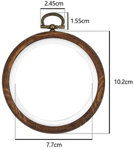 [A-023785] Brocante Houten Borduurring Rond met stelschroef 10 cm per stuk