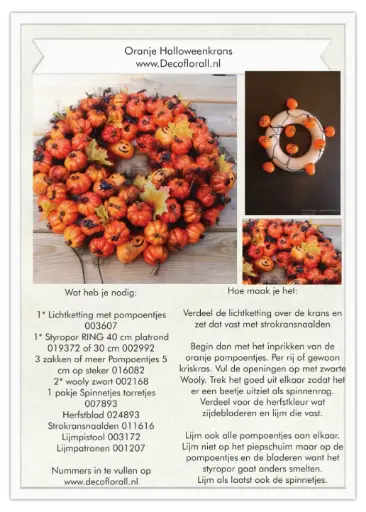 [A-027750] Oranje Pompoentjeskrans Stel zelf je pakket samen 