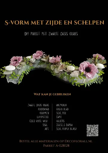 [A-028128] S-vorm met zijdebloemen en schelpen DIY Stel zelf je pakket samen